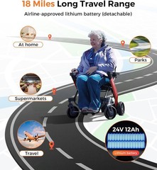 400W Paiseec Foldable Electric Wheelchair Intelligent All Terrain Rollator 300LB
