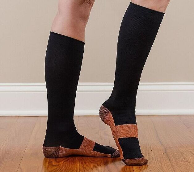 Unisex Anti-Fatigue Compression Socks Copper Infused Fibers Miracle Stocking Xlg