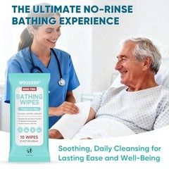 Adult Bathing Wipes 100 Count Extra Thick 8×12 Inch Disposable Body Cleansing
