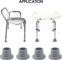 Heavy Duty Shower Chair Leg Caps 4 Pack – Replacement Rubber Feet for Bath Seat,