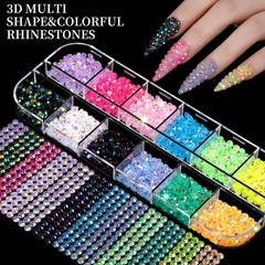 Fandamei Nail Charms Nail Rhinestones Kit 8 Boxes Of Nail Gems 3D Charms For