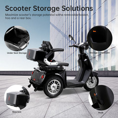 3 Wheels Heavy Duty Mobility Scooters for Seniors 800W 60V 20AH 330lbs 36 Miles