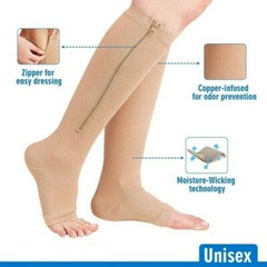 20-30mmgh Compression Socks Vital Flight Zipper Design Closure Open Toe Stocking