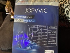 Jopvvic 3 Pack Women Men Wide Calf Compression Socks – Black, white & grey pair