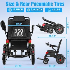 Foldable Electric Wheelchair for Adults 20.3″ Wide Seat Airline Approved 15 Mile