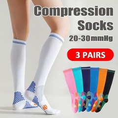 Unisex Athletic Knee High Breathable Compression Solid Tube Sport Socks 3 Pairs