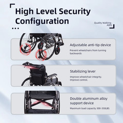 Foldable 37lb Wheelchair Aluminium Multi-functional Manual Medical Transport FDA
