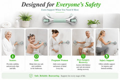 17in Suction Shower Grab Bar with Indicators, Balance Assist Steady Handle