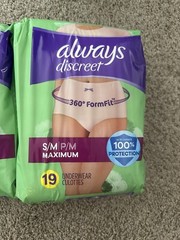 2X Always Discreet Women Underwear Incontinence Maximum Size S/M 19ct ea New