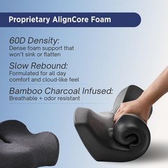 Lumbar Support Pillow – Memory Foam Back Cushion for Office & Car, Dark Grey