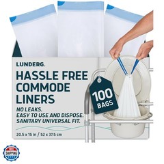 Commode Liners – Value Pack 100 Count Universal Fit – Medical Grade Bedside L…