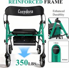 Rollator Walkers for Seniors with Seat, 15 Lbs Ultra Lightweight Foldable 330LBS