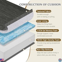 baibu Extra Large 20x20x5 Inch Dual-Layer Gel Memory Foam Recliner Cushion –