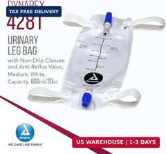 Dynarex Urinary Leg Bag, for Use with Catheter, has a Non-Drip Closure & Anti-Re