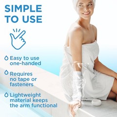 100% Waterproof Cast Covers for Shower Arm – Tight 3 Count (Pack of 1), Clear