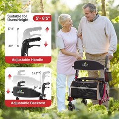 Aojin Rollator Walker for Seniors with Seat, Lightweight & Foldable, 8″ AllTe…