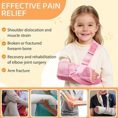 Kids Upper Extremity Arm Sling Shoulder Immobilizer Support Brace Pink Size S