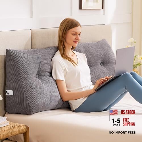 Headboard Pillow Triangle Pillows for Headboard, Head Board Queen Dark Grey