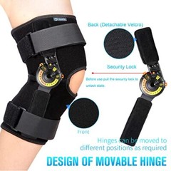 Hinged ROM Knee Brace with Side Stabilizers & Locking Dials Post Op Knee Immo…