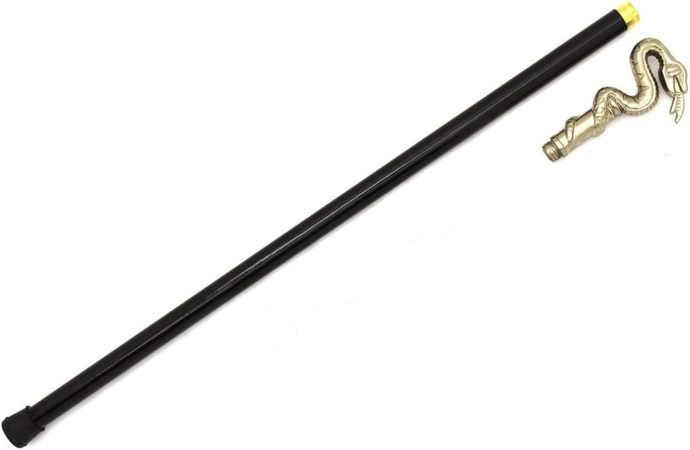 34.5-Inches Walking Cane Pewter Handle W/ Small Storage NO Blade