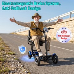 4-Wheel Foldable Portable Electric Scooter, 330lbs,30 Miles Range,12MPH