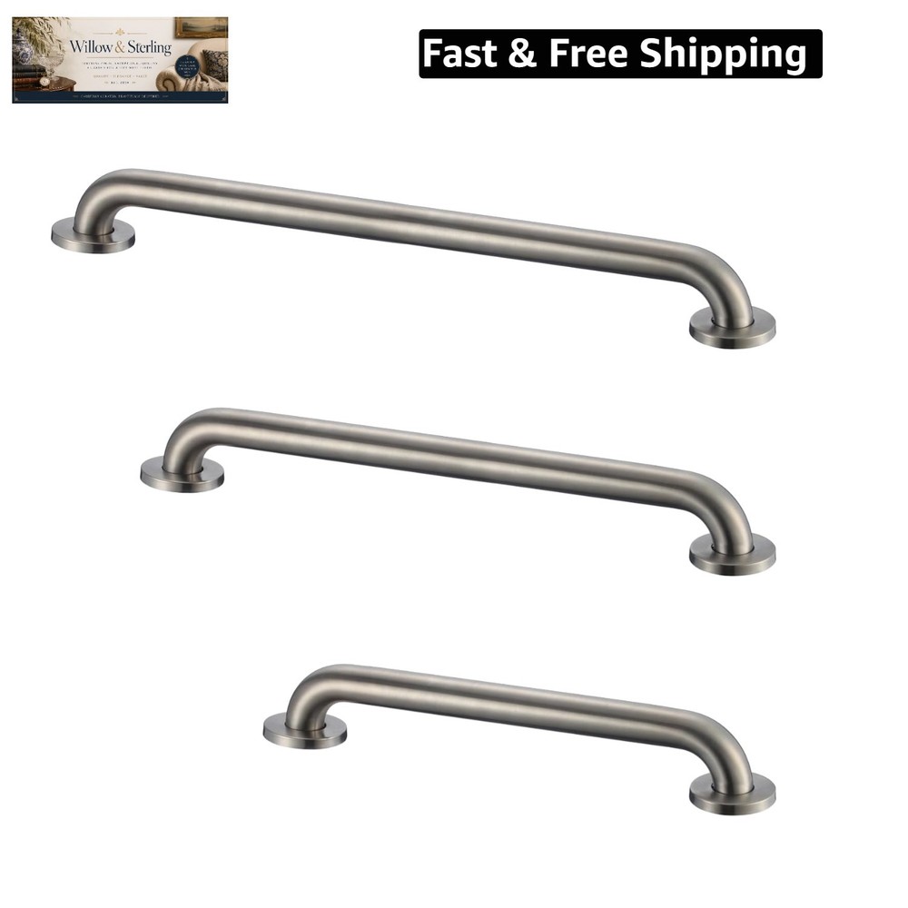 Grab Bar Bundle for ADA Compliance, Brushed Stainless Steel Grab Bar Set for …