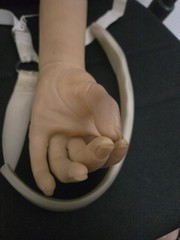 Left Below Elbow, Body-Powered Prosthetic Arm, VO Gloved Hand, Figure-9 Harness