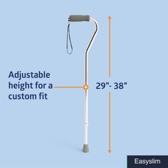 Adjustable Aluminum Offset Walking Cane, 29-38 inch, 300 lbs Support