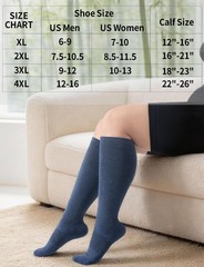 Wide Calf Compression Socks 20-30 mmHg for Women & Men – Bamboo Knee High, 3 Pai