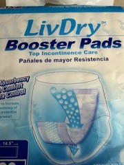 LivDry Booster Pads Incontinence Pads Extra Absorbency Quick Absorb 14.5in 20