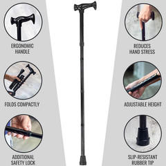 DMI Adjustable Folding Cane with Carrying Case