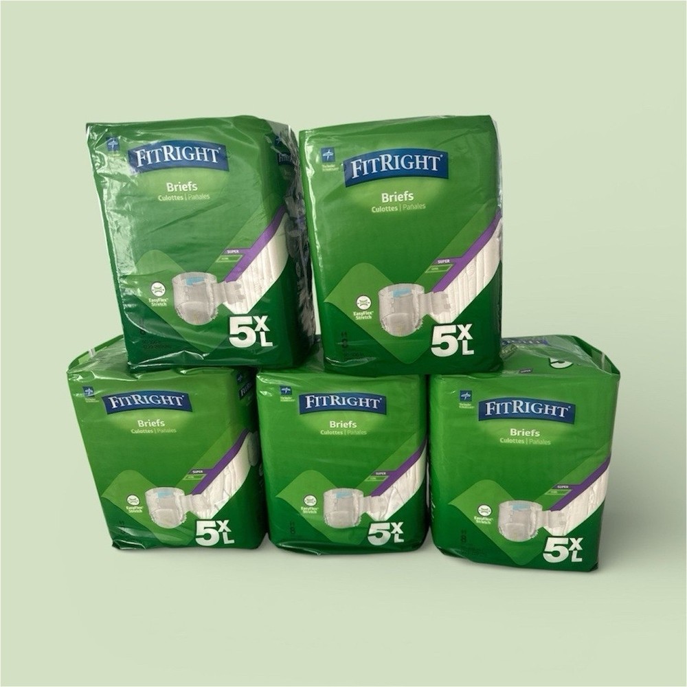 FitRight Briefs 5XL Disposable Not Made With Natural Rubber Latex, 8 per pack