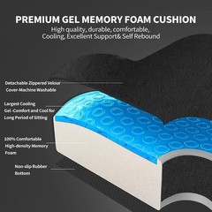 Orthopedic Memory Foam Gel Chair Cushion for Back Pain Relief – Grey 17.8×13.8