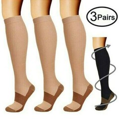 3 Pairs Compression Socks (8-15mmHg) Moisture Wicking Support Stocking S-XXL
