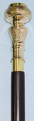 Brass Knob Compass on Top Handle Vintage Black Foldable Wooden Walking Stick Can