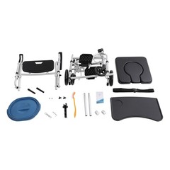 220lbs Shower Commode Chair Mobility Wheelchair Bedside Toilet Seat with Casters