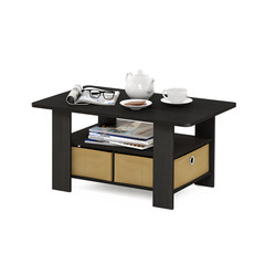Furinno Coffee Table Bins Espresso/Brown 11158Ex/Br