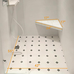 17″X17″X24″ Floating Shower Bench Kit,Custom Shower Seat Corner Bench Seating fo