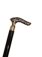 Luxury Brass Floral Handle Walking Cane Wooden Shaft Decorative Gift Stick