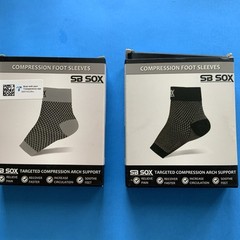 SB SOX Plantar Fasciitis Compression Socks / TWO PAIRS, SZ M, GRAY & BLACK, NEW