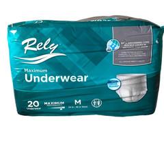 Rely Unisex Adult Underwear, Maximum Absorbency, Size Medium, Pack of 20