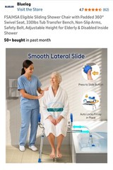 Blue White Adjustable Transfer Bench with Armrest Backrest Plastic Aluminum