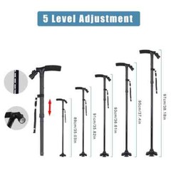 Folding Walking Cane for Seniors Men & Women with Non-Slip T Handle and Strap