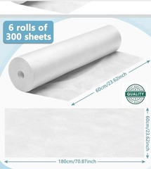 Tudomro 6 Roll Disposable Non Woven Bed Sheets 24 x 71 Inch for Massage, White