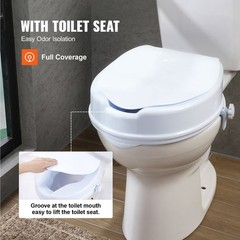 KFFKFF Elevated Toilet Seat, 4″ Increase in Height, Supports up to 300 lbs