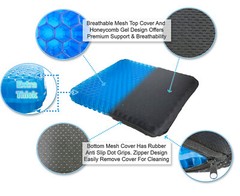 Egg Honeycomb Cooling Gel Support Seat Cushion Car Crate Cushion Non-Slip THICK