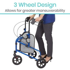 Vive Mobility 3 Wheel Walker – Three Wheeled Rollator for Seniors – Lightweight