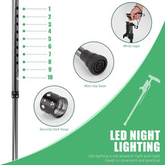 Lightweight Aluminum Alloy Walking Cane for Seniors Adults Holds 440 Lbs Height