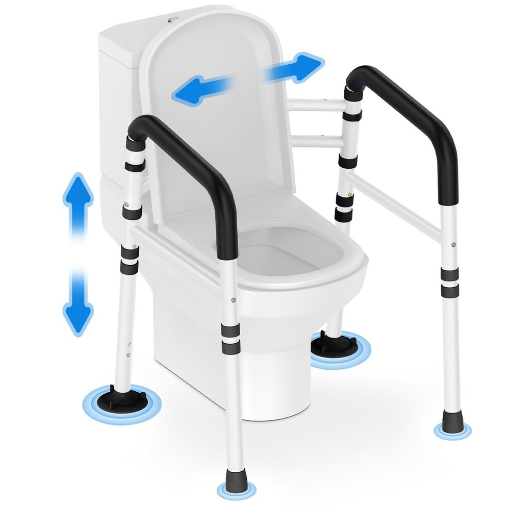 Stand Alone Toilet Safety Rail – Adjustable Width & Height Fit Any Toilet, To…
