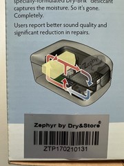 Zephyr by Dry & Store Hearing Aid Dryer NEW w/ Dry Brik Captures Moisture & Odor